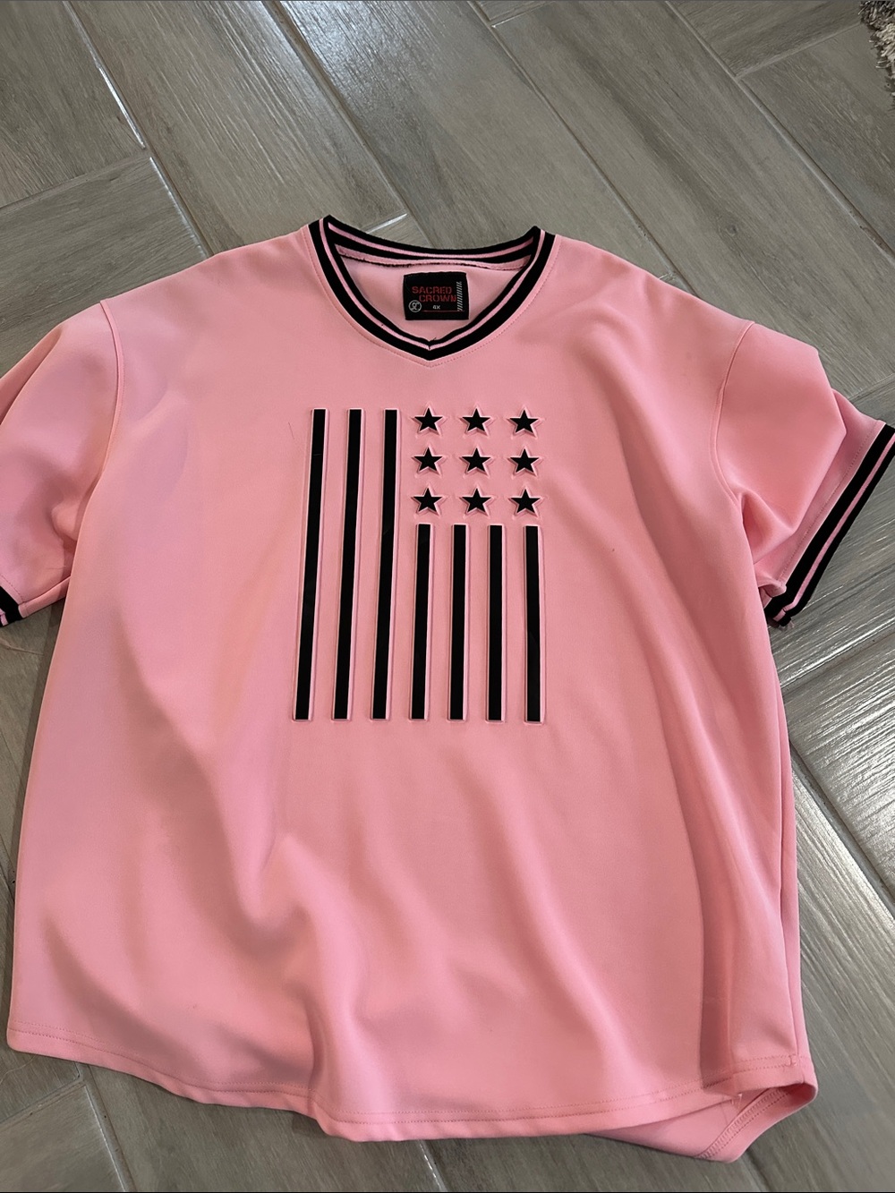 Glacier Bay Pink Short Sleeve Tee with Star Flag Detail